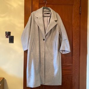 Zara grey long coat size M
